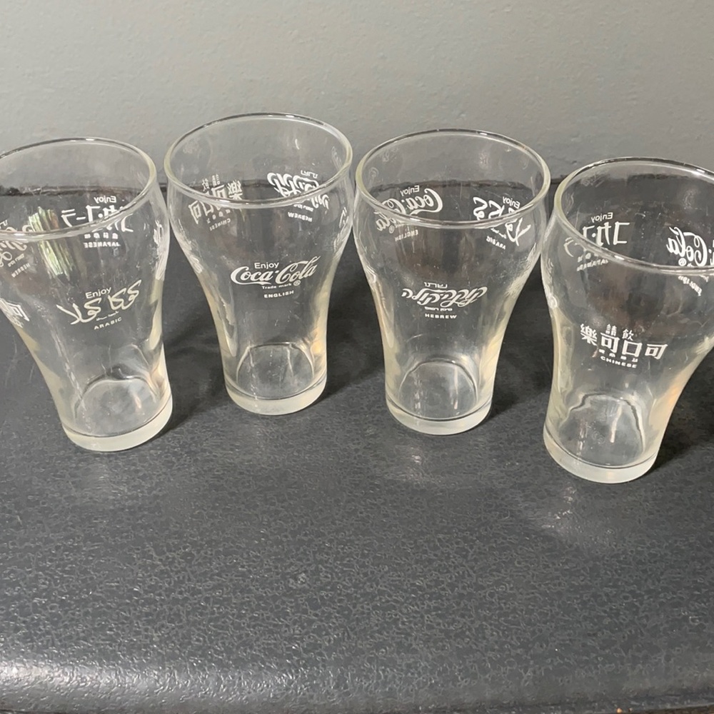 Collectible Coca Cola 5 language glasses